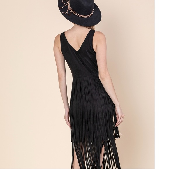 Amazing Western Boho Fringe Corset Black Dress Casual Formal Wedding Guest S M L - Picture 5 of 7